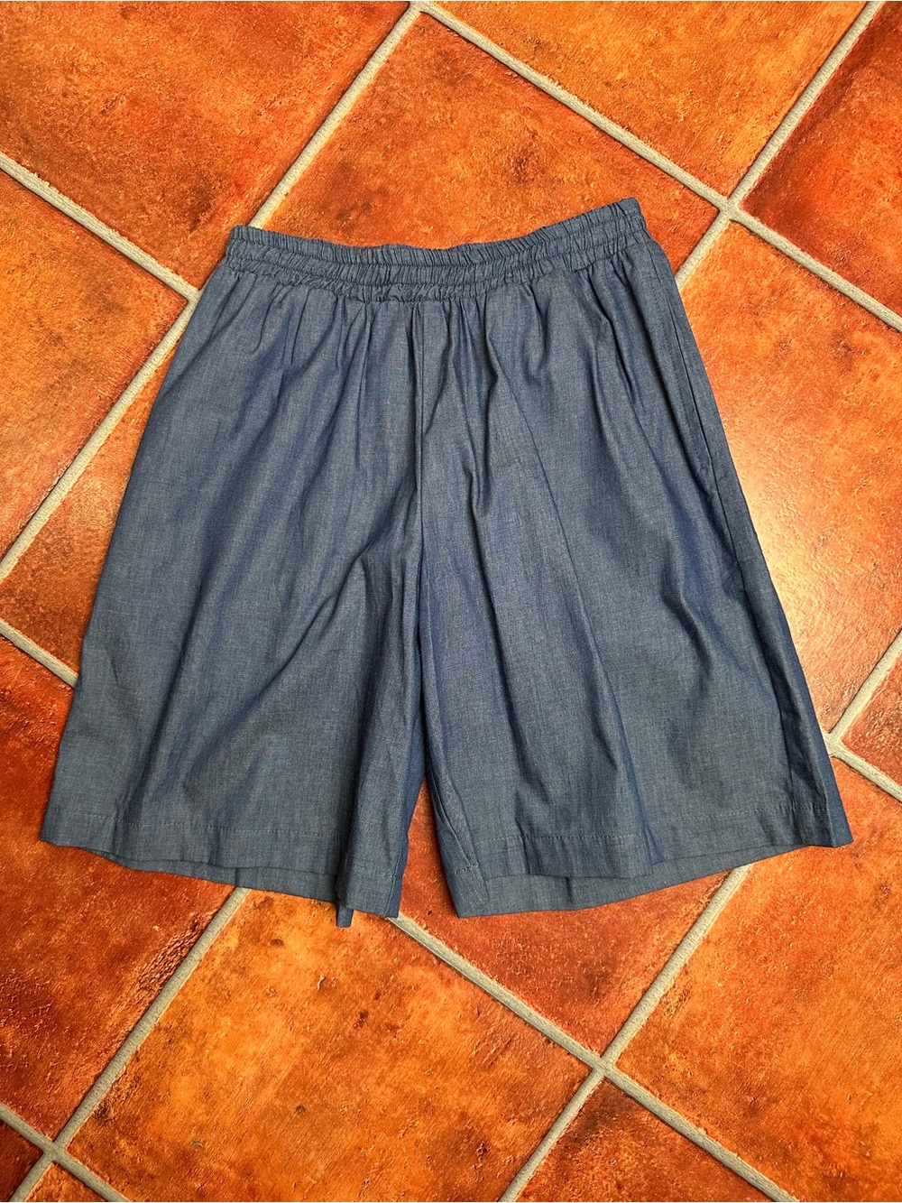 nlt High-Waist Chambray Blue Women's Elastic-Waist Shorts